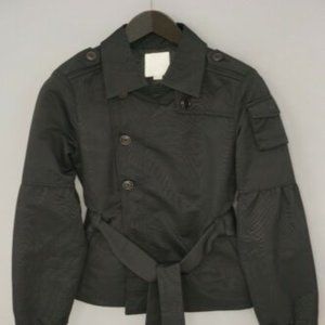 Women Diesel Short Trench Coat Casual Black Breathable Cotton Rain S